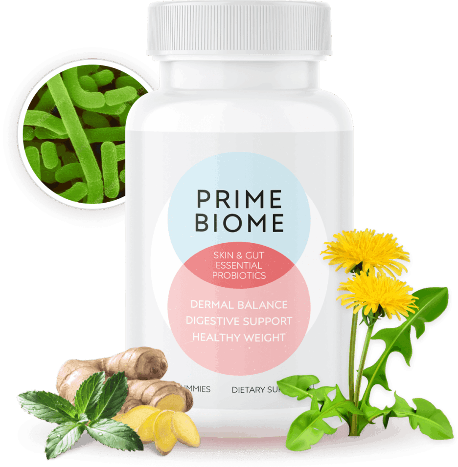 PrimeBiome probiotic gummies bottle front view